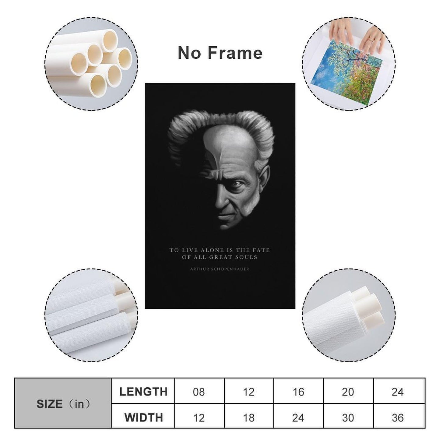 Arthur Schopenhauer Quote To Live Alone Fate Of Great Souls Canvas Printing Wall Art Scandinavian Bohemian Prints Wall Decor Posters for Living Room Bedroom Office Study 16x24inch(40x60cm)