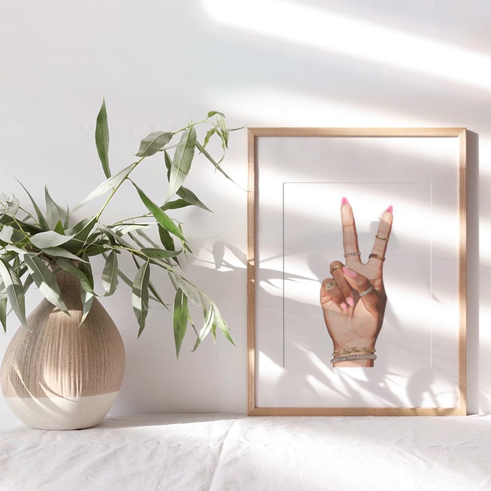 Black Woman Peace Sign Decor - Peace Love Black Picture - African American Art - Girl Wall Artwork - Wall Print - Cool Art & Decor for Americans, Culture 8x10 Unframed