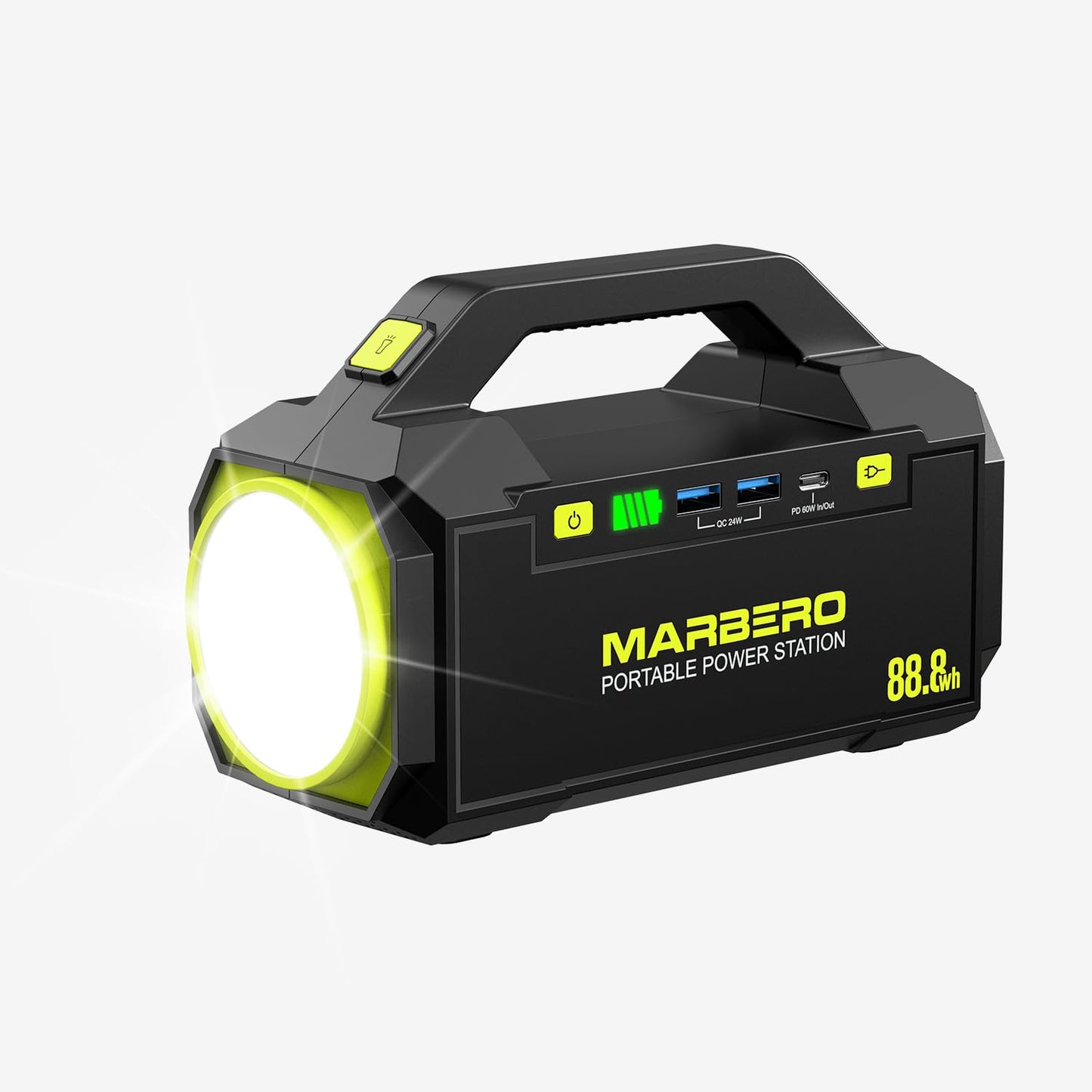 MARBERO Portable Power Station 88.8Wh Camping Portable Charger with Flashlight High Lumens Fast Charging Power Bank with AC Outlet 100W (150W Surge) for Hiking Hurricane Backup Emergencies