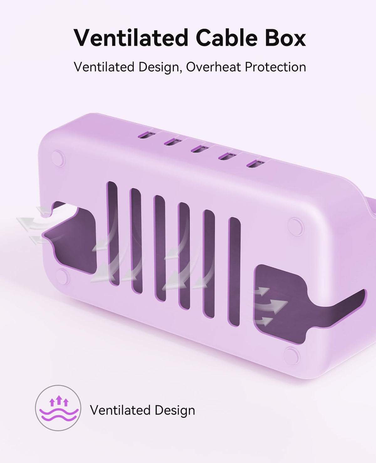 ORICO Cable Management Box with Phone Stand Lid, Large Cord Organizer Case for Hiding Power Strips & Surge Protectors, Heat Dissipation Desktop Wire Hider for Home, Office, School - PB02