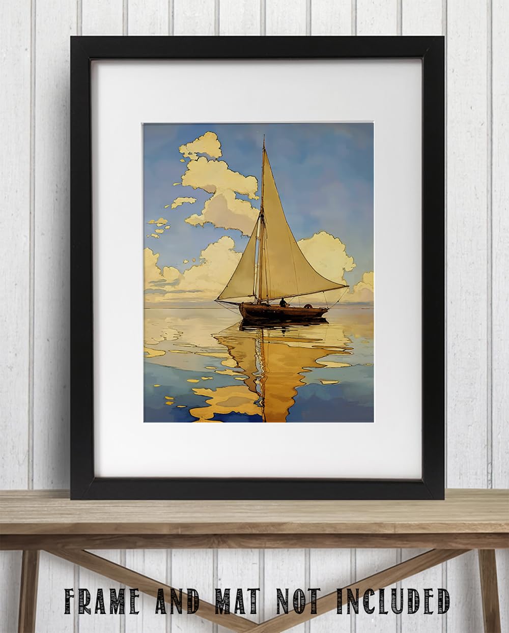 Sailing at Sunset Painting - 11x14 Unframed Poster - Seascape Art for Beach House, Vacation Home, and Nautical Decor - For Yacht Clubs, Sailing Enthusiasts, Man Cave, Home Office, and Living Room