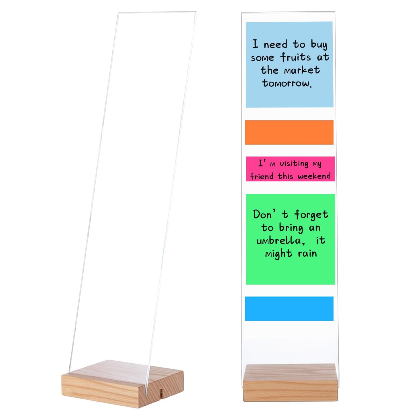 BrightRow Monitor Memo Board with Removable Wooden Base Acrylic Portable Sticky Note Holder for Computer Monitors Office Desk Accessories, No Screen Damage, Fits Any Laptop and Desktop (2 Pcs)