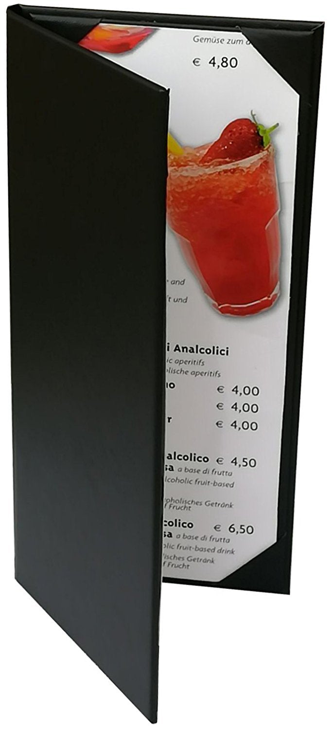 5 pcs of Restaurant Wine Menu Covers Holders 4.75" X 11" Inches, Double View,Sold By Box,with Clear PVC Sheets for Paper Protection