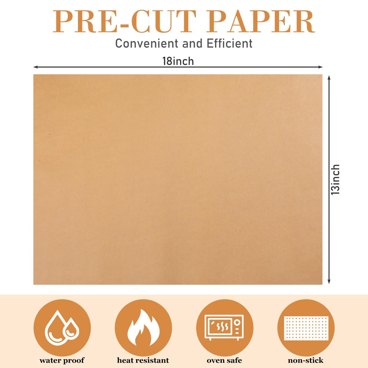Harloon 200 Pcs Parchment Paper Baking Sheets, Heavy Duty Precut Baking Sheets Nonstick Parchment for Cookies Steaming Grilling Cooking Air Fryer Oven Pan Air Fryer(Brown,13 x 18 Inch)