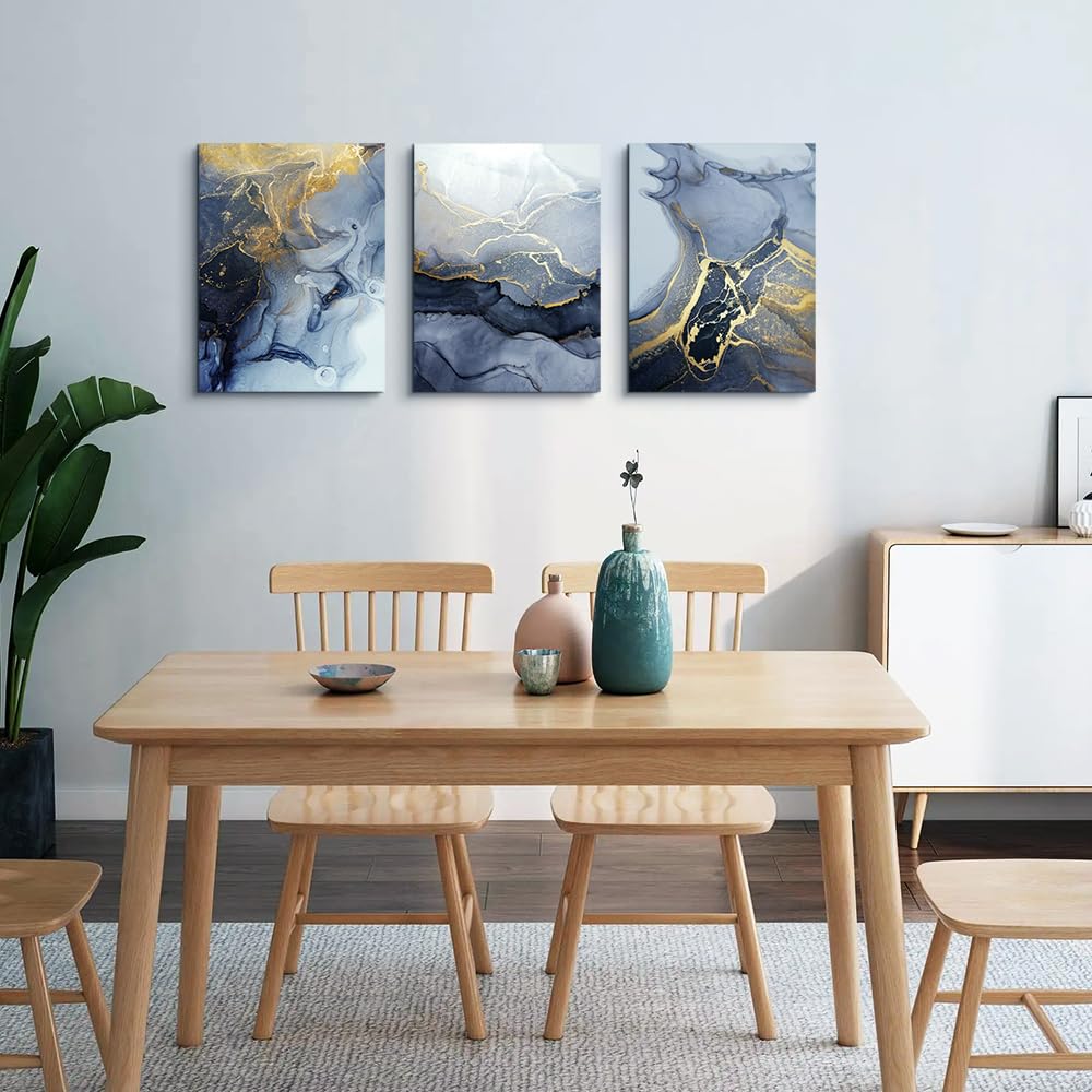 Lapremoly Abstract Canvas Wall Art - Bedroom, Living Room, Office & Bathroom Decor - 3 Piece Set (12x16 in)