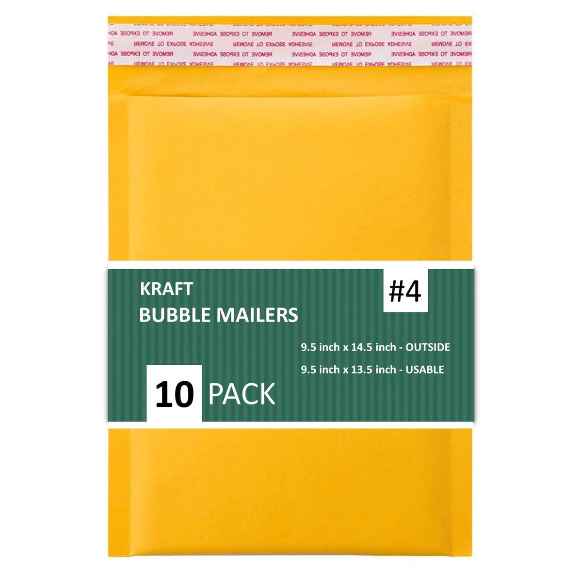 SALES4LESS - Kraft Bubble Mailers, Self-Seal, Waterproof & Cushioned Padded Envelopes for Shipping, 9.5 x 14.5 in (10 Pack, Gold)