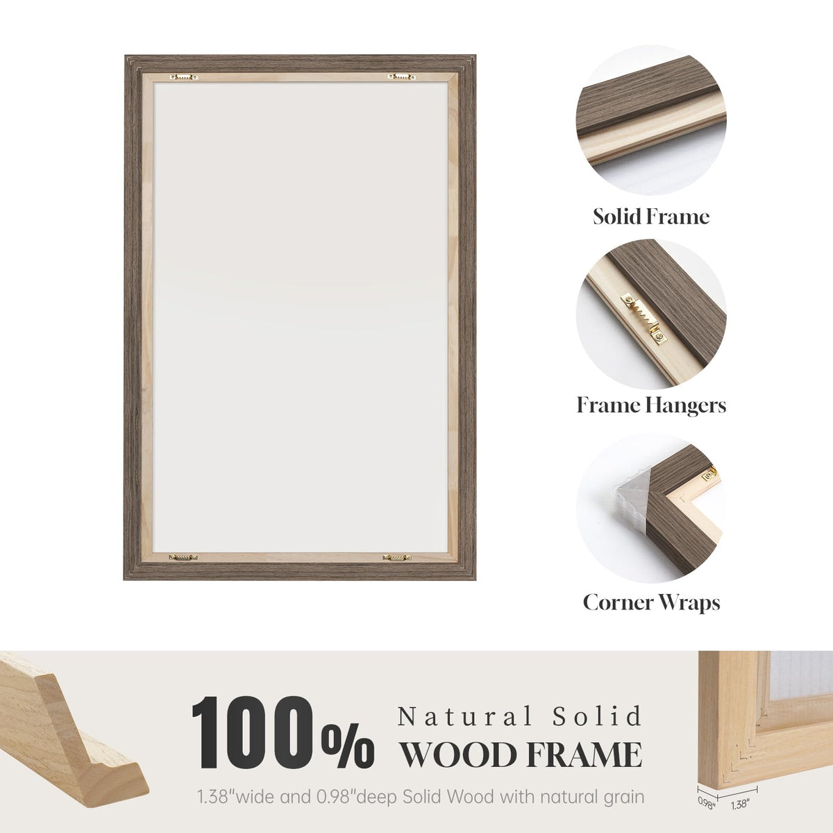 Large Framed Rustic Canvas Wall Art for Living Room, Brown Modern Abstract Landscape Prints Paintings Artwork for Walls, Horizontal Nature Pictures Wall Decor for Bedroom, Office, Farmhouse 30x60 In