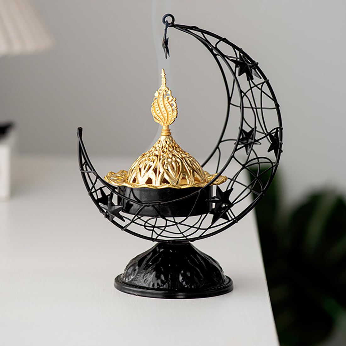 Metal Greek Incense Burner Antique Arabic Incense Censer Pot Metal Candlestick Candle Stand Incense Bowl for Aromatherapy Yoga Spa Home Decor (Black)