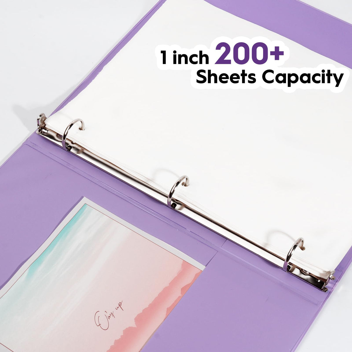 COMIX Standard 3 Ring Binder 1 inch with Clear View Cover, 1" Round Ring View Binder Holds 200 Sheets of US Letter Size Paper for School Office Supplies, 6 Pack (Pale Purple)