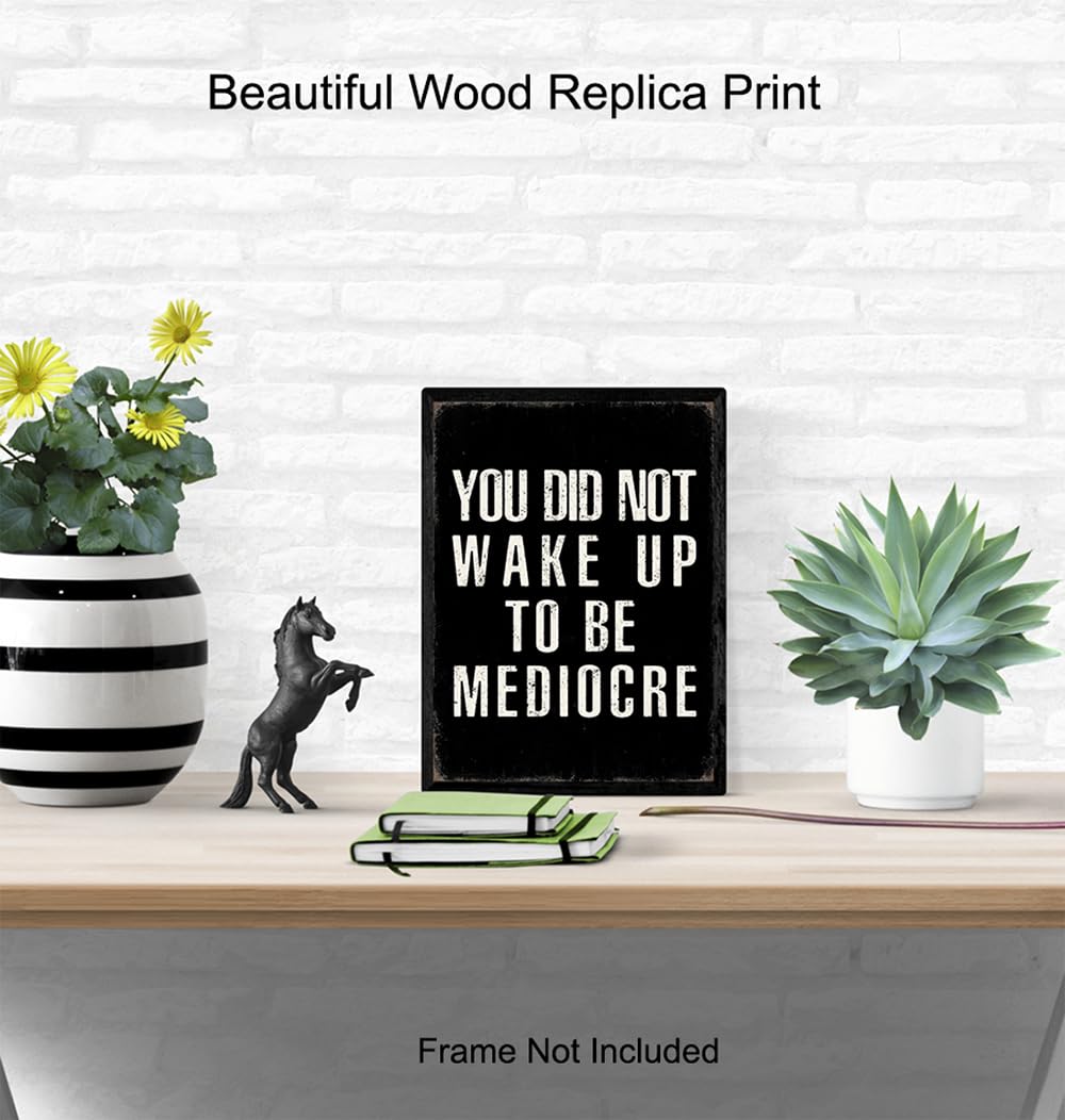 YELLOWBIRD ART & DESIGN Motivational poster 8x10 - Black Rustic Motivation Inspirational Quotes Wall Art - Inspiration Positive Quotes Wall Decor - Office Artwork for Men Entrepreneur Gym Decor