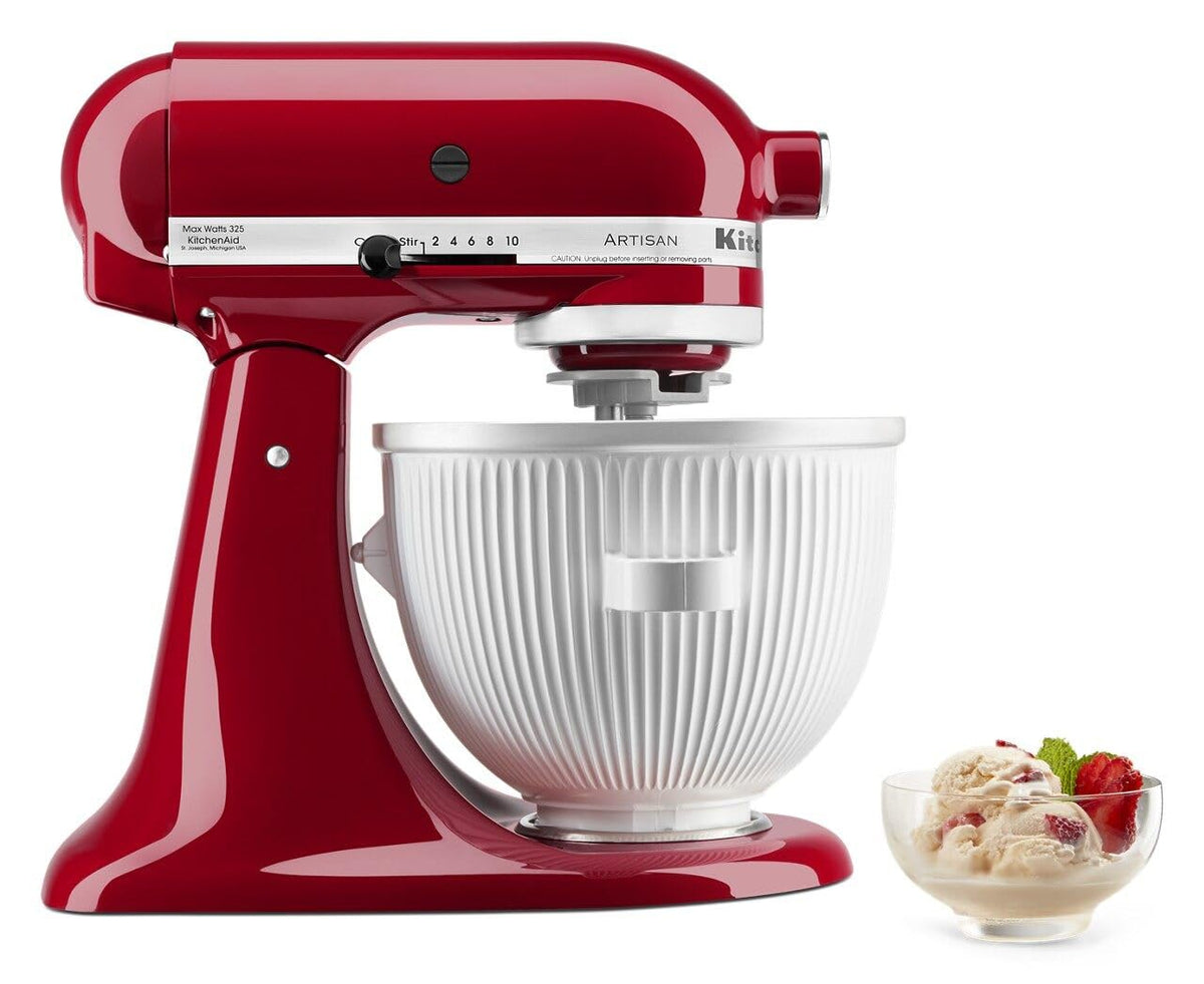 KitchenAid Ice Cream Maker Attachment for Stand Mixer, 2 Quart, KSMICM, White