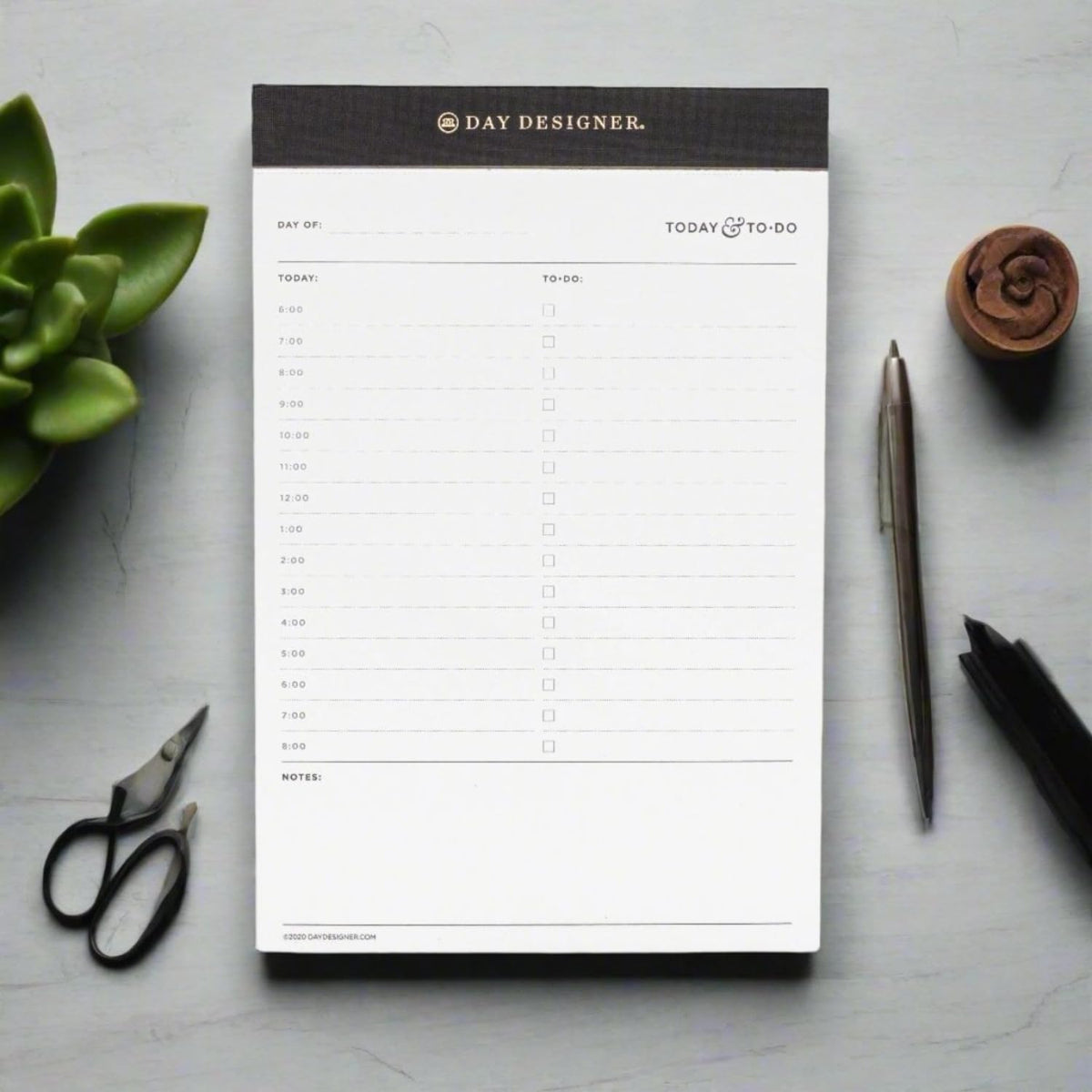 Day Designer Daily Planning Pad, with Schedule and To Do List, Charcoal Trim with Gold Logo Detail | 5.25” x 8” | expertly crafted for functional organization, and effortless style (Charcoal, Extra Thick Notepad - 5.25" x 8")