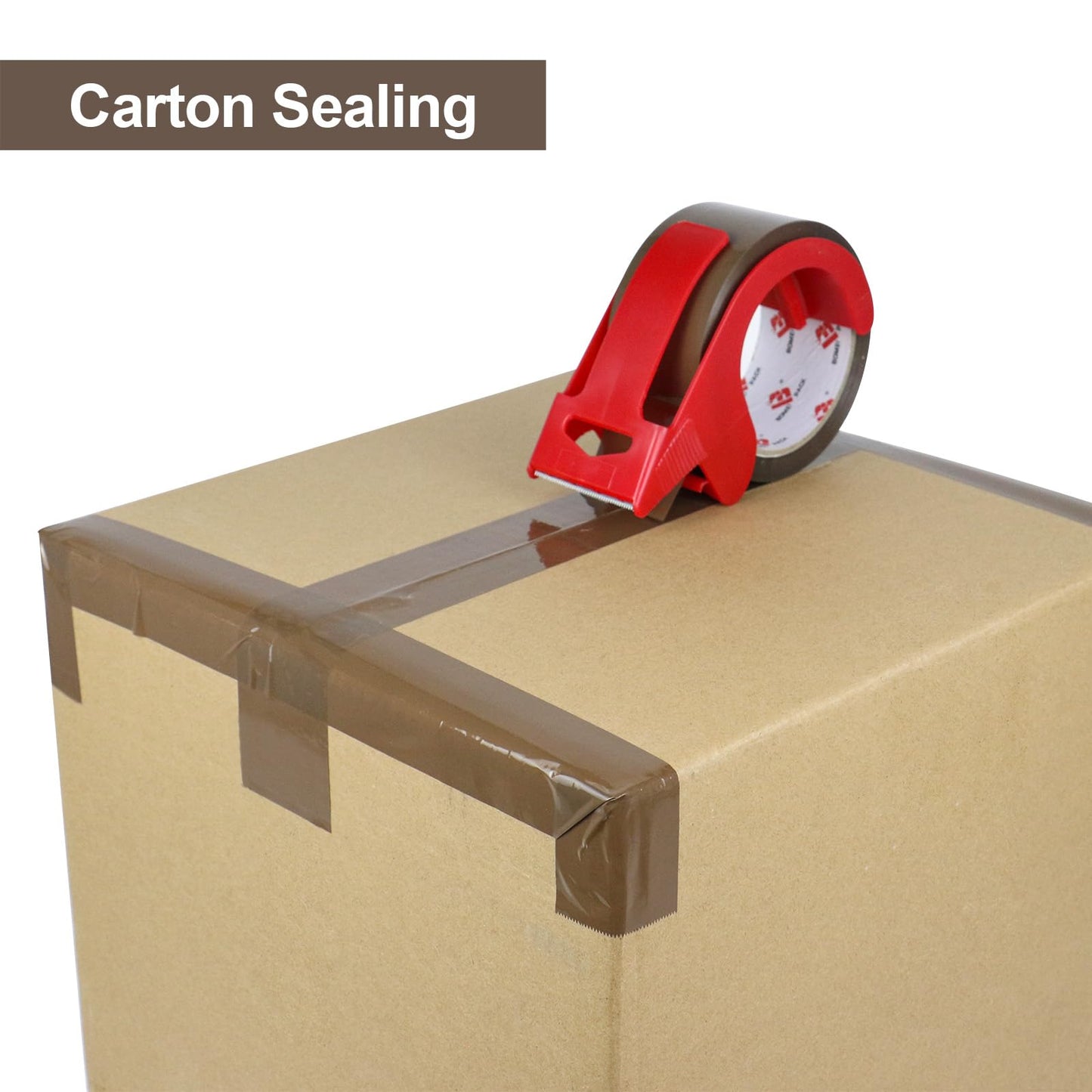 BOMEI PACK Brown Packing Tape with Dispenser, 2.6 mil 1.88 inch x 55 Yards 12 Pack Total 660 Yards, Heavy Duty Brown Tape Package Refills for Shipping, Mailing, Moving & Storage