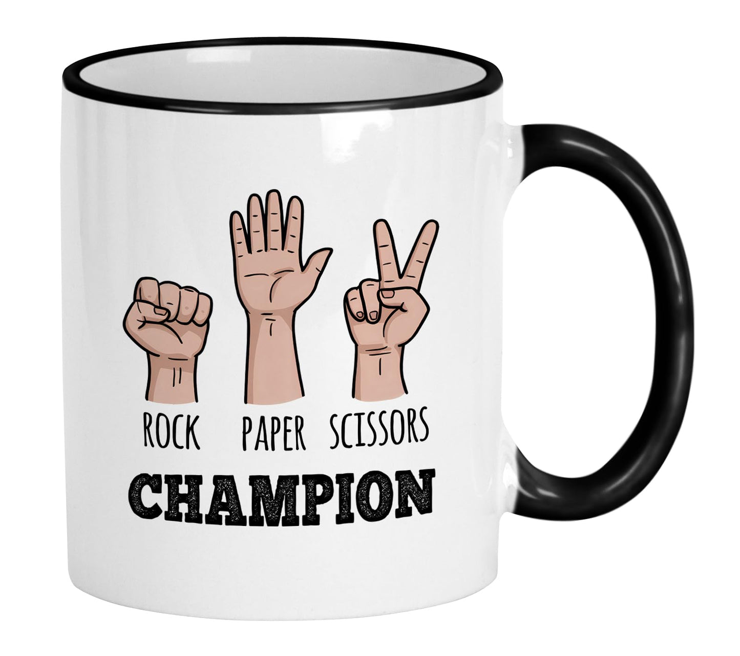 Casitika Rock Paper Scissors Champion 11 oz Mug. Funny Gift for Friends, Family, and Co-workers