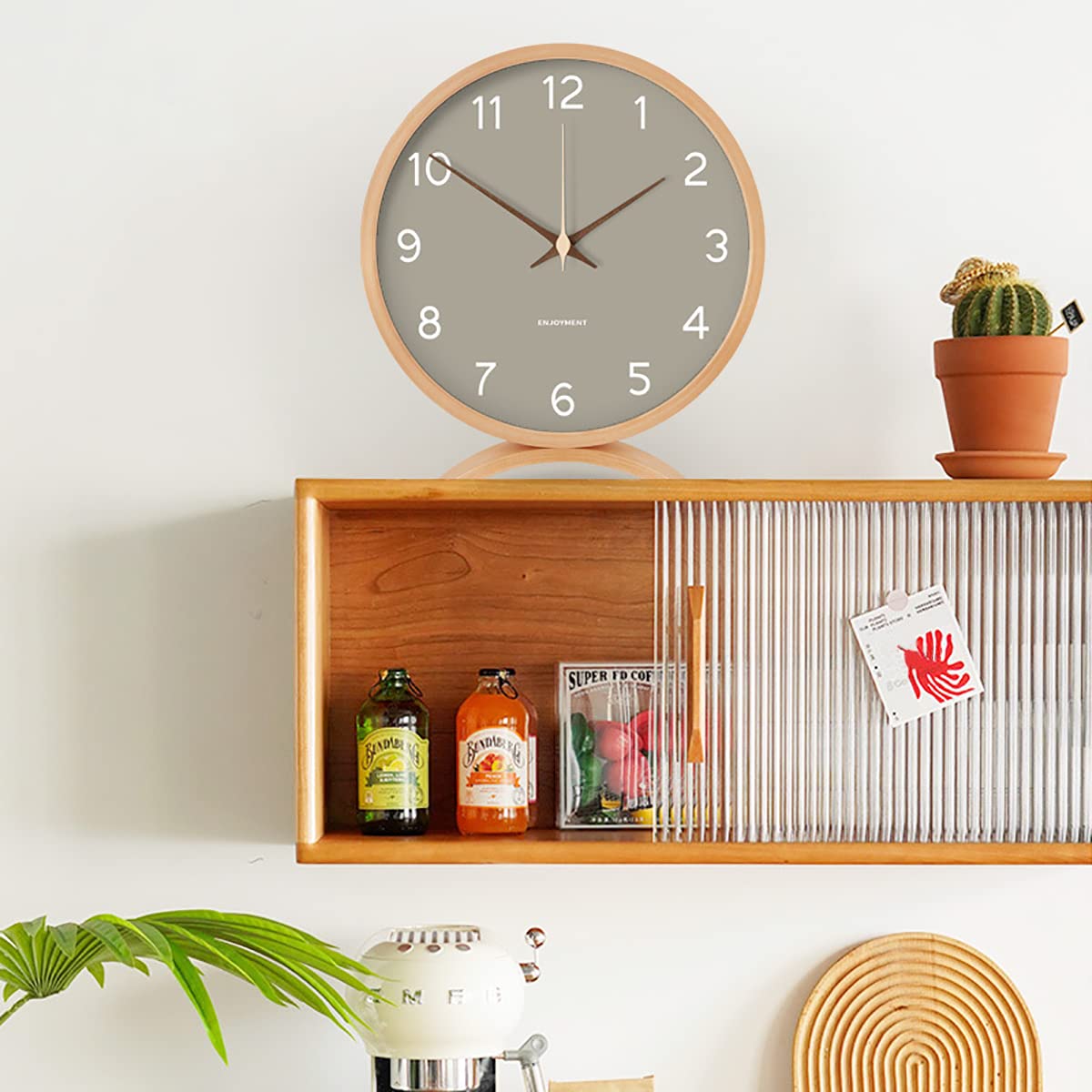 Maxspace Table Clock - 8 Inch Silent Non-Ticking Wooden Timepiece Desk Clock Perfect for Living Room Office Bedroom Decor（Grey）