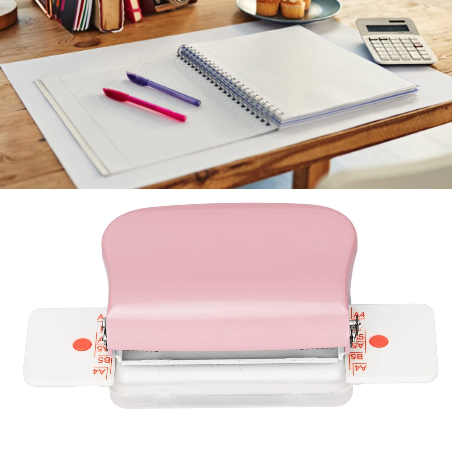 Binding Machines, Mini Manual Multipurpose 6 Holes Cinch Book Binding Machine, Coil Binding Machine for Home Office(Pink)