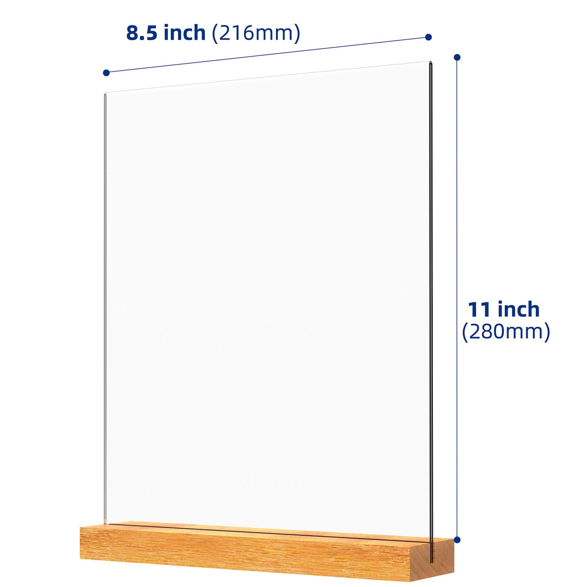 YEEON 8.5x11 Inch Acrylic Sign Holder with Wooden Base, Desktop Display Stand (8.5x11 2Pack)