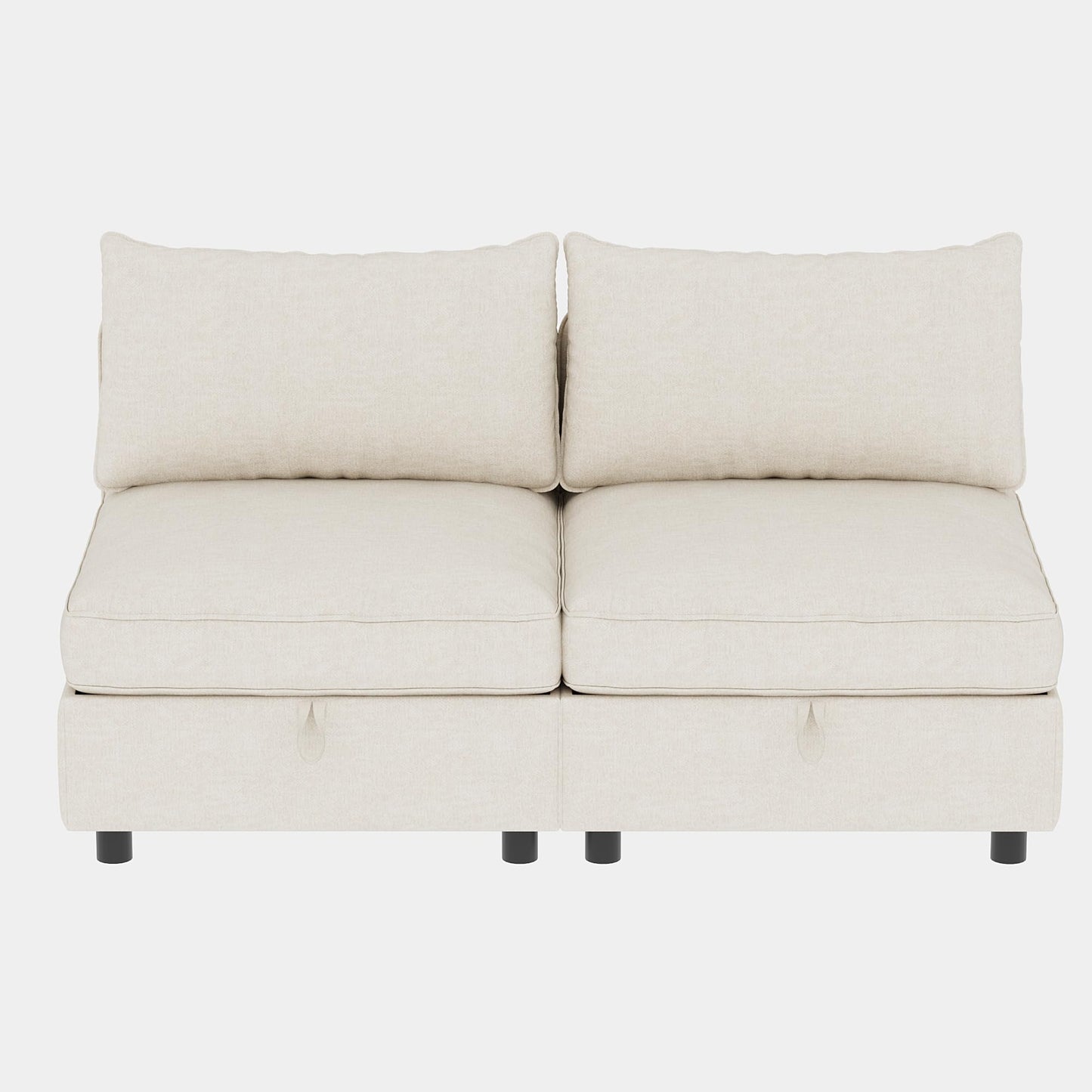 GDFStudio 2 Pieces Armless Loveseat Sofa with Storage, Convertible Small Couches for Small Spaces with Back Cushions, Modular Fabric Deep Seat Home Sofa for Living Room Office Apartment, Beige