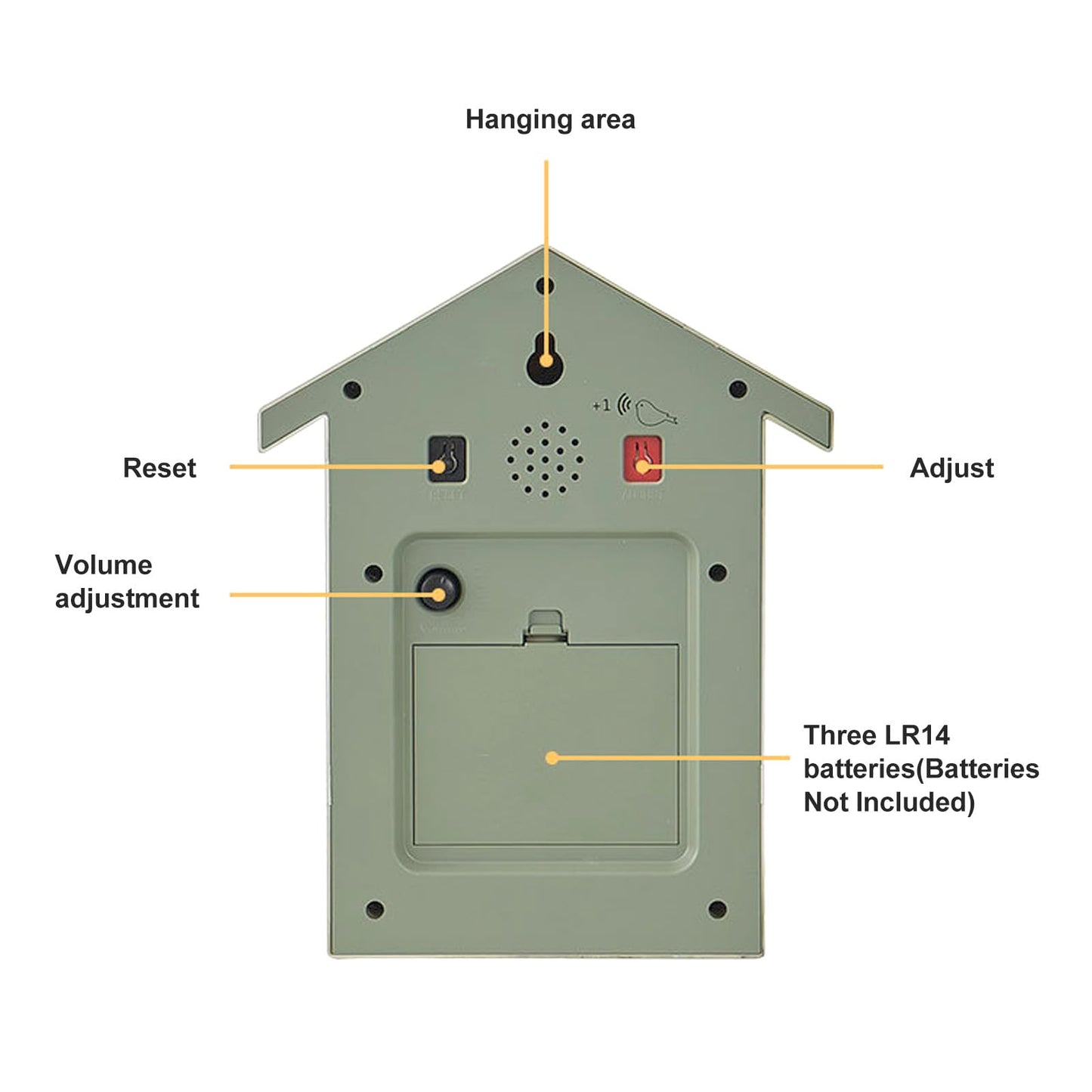 CHEOTIME Modern Cuckoo Clock, Bird House Design Wall Clock, Automatic Bird Call 6am to 9pm, Silent Movement, Decorative Pendulum Clock for Living Room Bedroom Kitchen Office