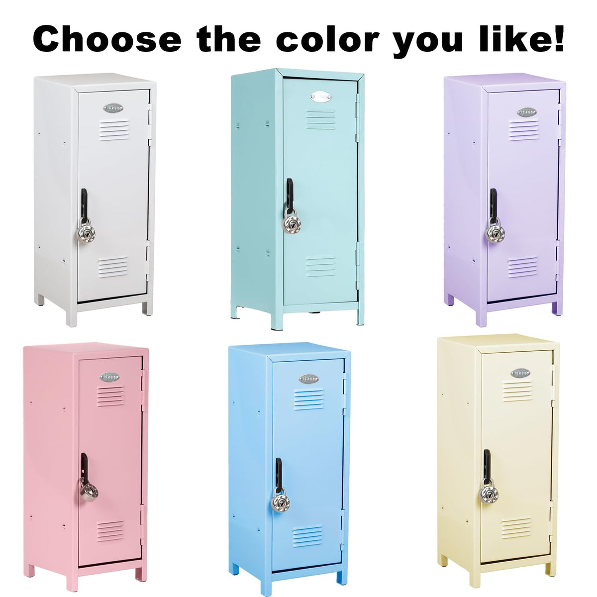 Svartur Mini Locker with Lock & Keys, Stickers, Metal Small Locker for Desktop, Girls Lockbox Desktop Storage Organizer, Money Safe and Cash Lock Box for Girls Safe, Light Blue