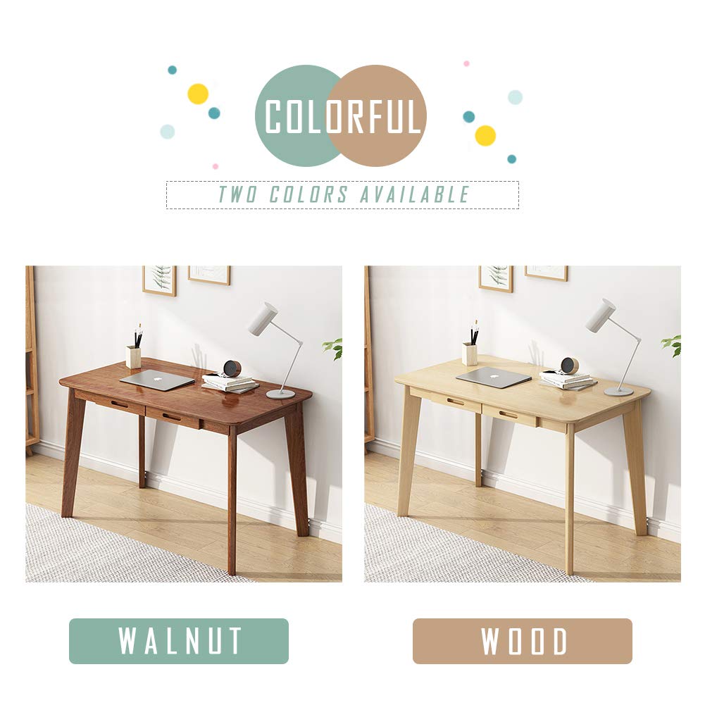 IOTXY Solid Wood Writing Desk - Home Office Workbench Desk with Drawer, Laptop Computer Work Study Table