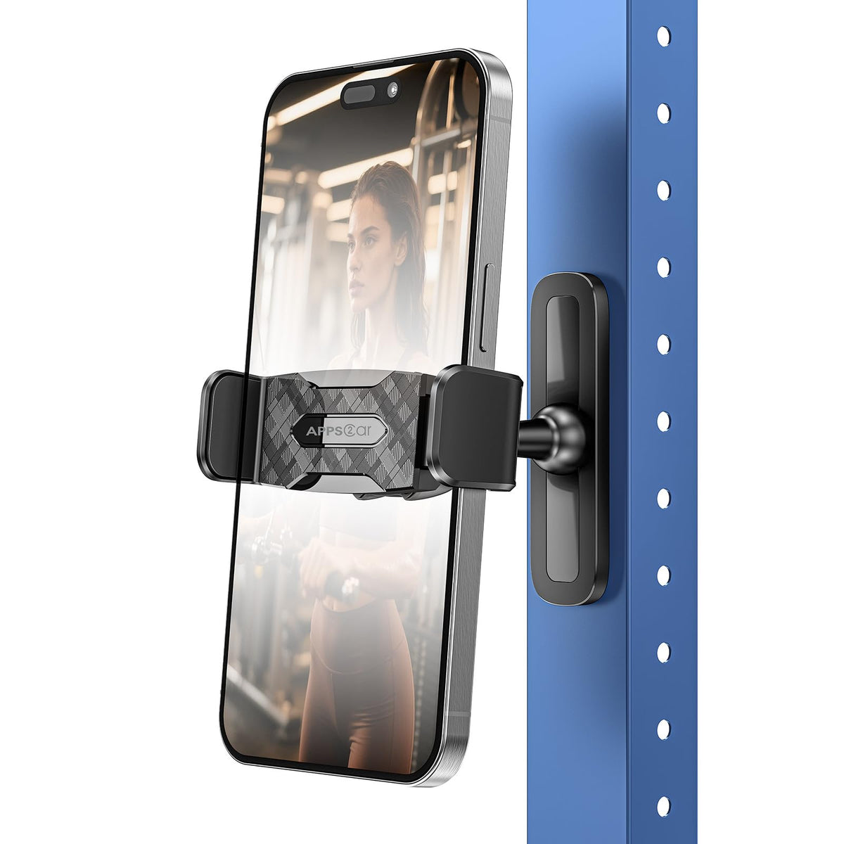 APPS2Car Magnetic Phone Holder for Gym, Alloy Base and Joint for Strong Hold, 360° Adjustable, Compatible with 4.7-6.5 Inch iPhone & Android Phones, Gym Accessories Gift for Men Women