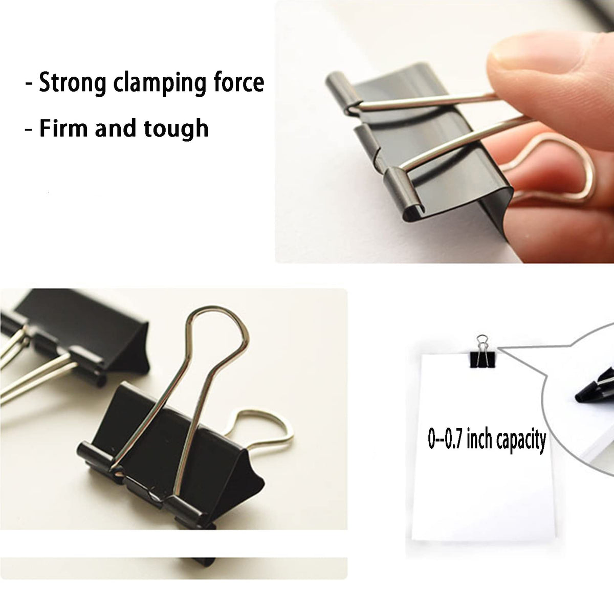 Medium Binder Clips 1.6 Inch (60 Pack), Large Binder Clips Medium Paper Clamps for Office and Home Supplies, Black