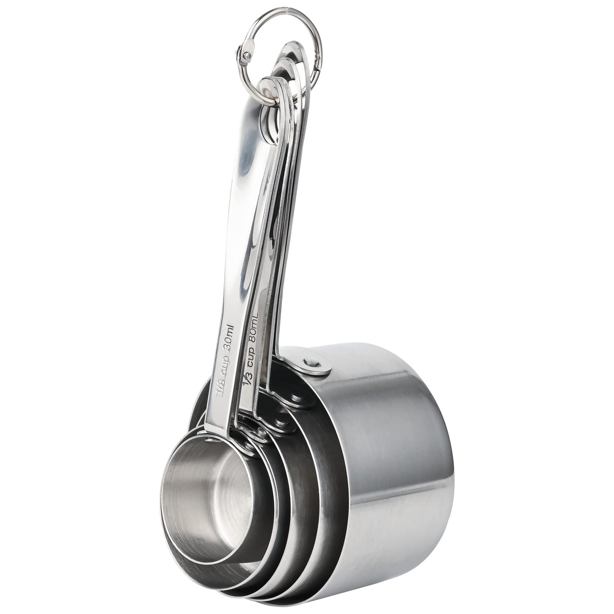 Nstezrne Measuring Cups Set of 5, Stainless Steel Measuring Cups Set, Kitchen Measuring Cup Set, Metal Measuring Spoons for Baking, Dry Measuring Cups, Heavy Duty Measurement Cups with 1/8 Measure Cup