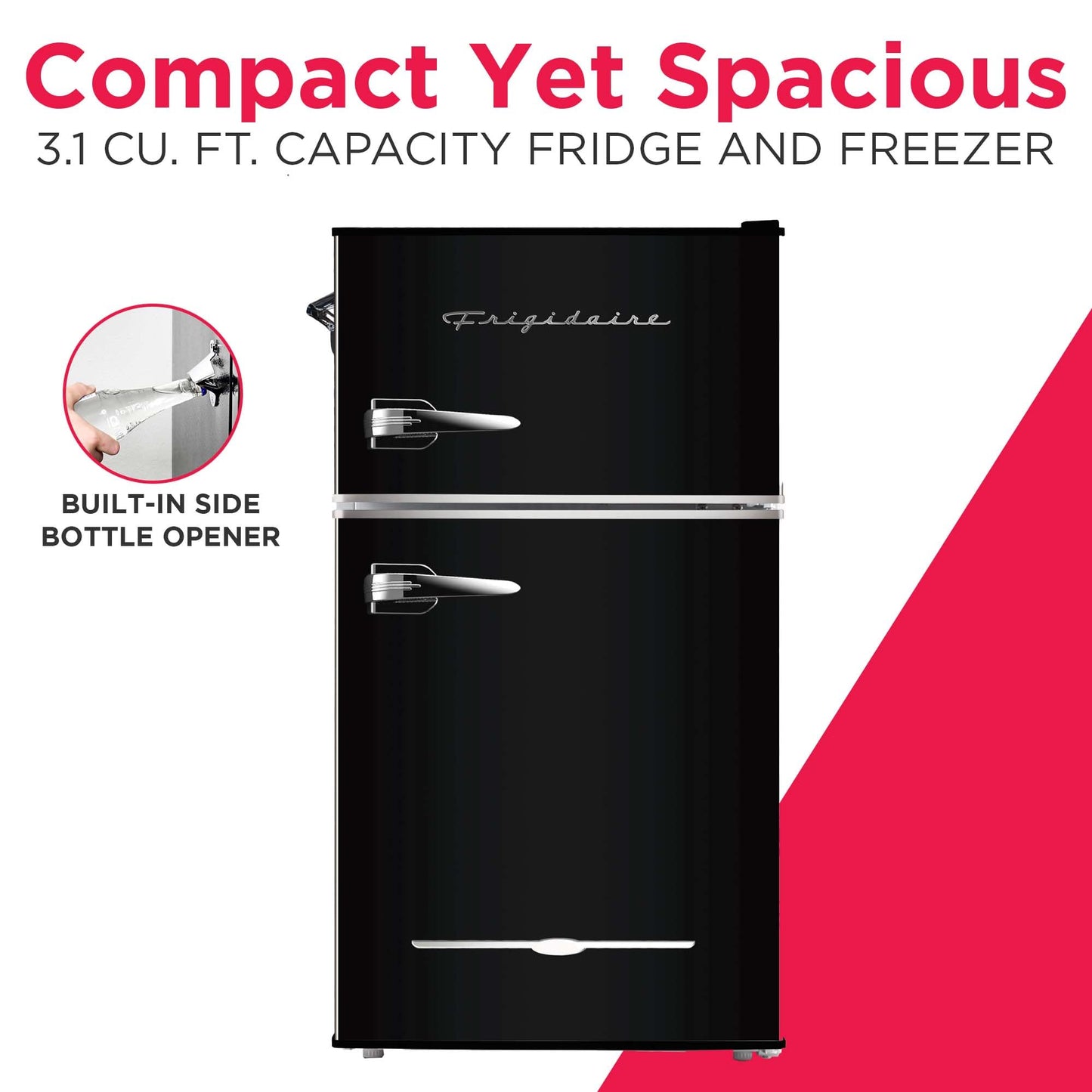 Frigidaire EFR840 Retro Mini Fridge with Freezer & Side Bottle Opener - Small 2 Door Refrigerator for Office Bar or College Dorm Room - 3.2 Cu Ft, Black