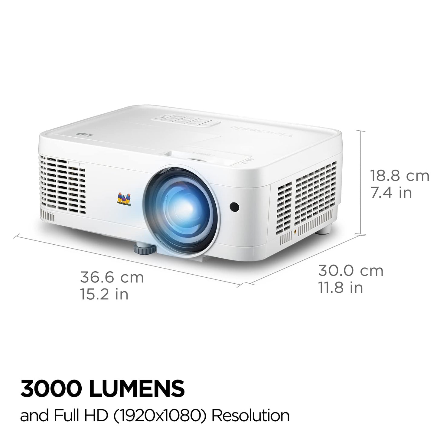 ViewSonic LS560WH 3000 Lumens WXGA Short Throw LED Projector, High Brightness for Business and Education, H/V Keystone and 360-Degree Projection for Easy Setup, and LAN Control Inputs