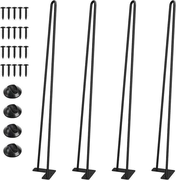 SMARTSTANDARD Hairpin Table Legs 30 Inch, 3/8" Solid Metal Legs