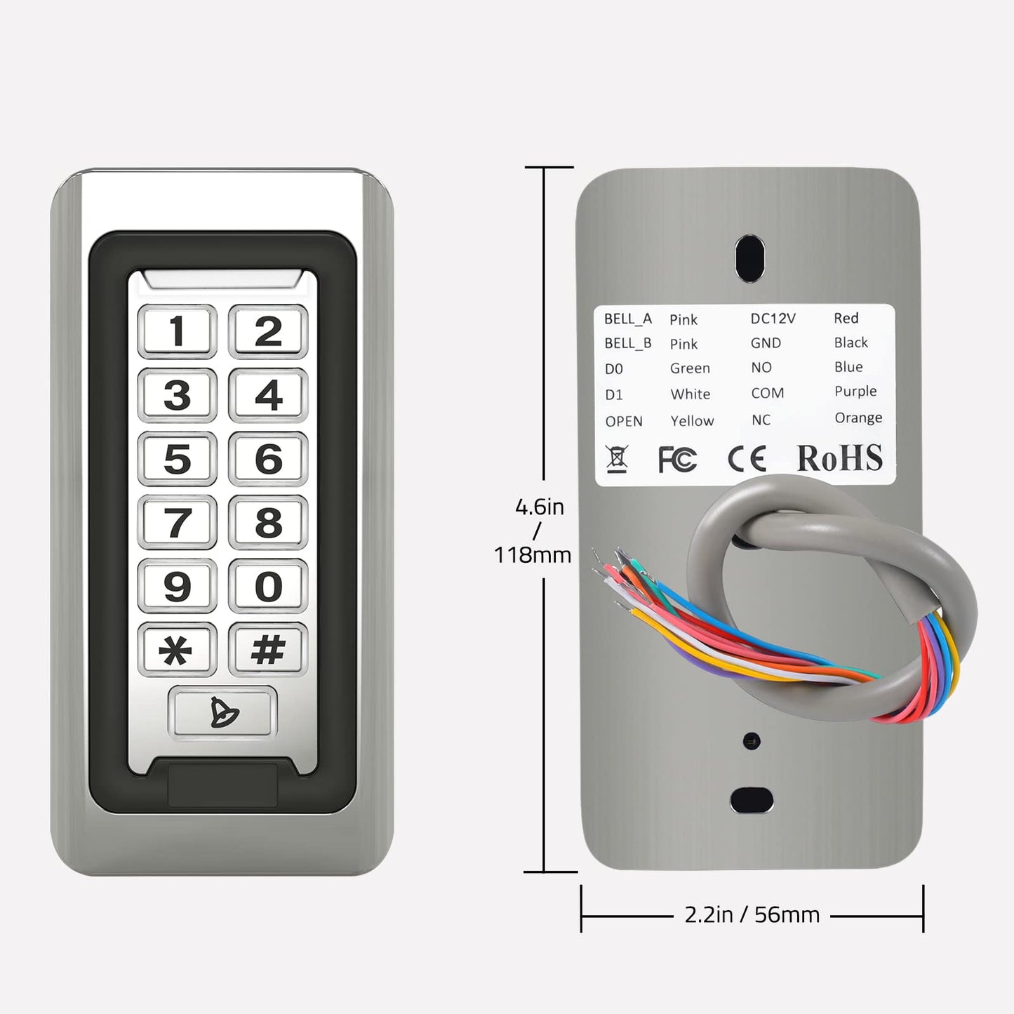 Wireless WiFi Access Control Keypad, Metal Stand-Alone Door Access Control System, EM Card Reader, Weatherproof, Backlight, TUYA Wireless Entry Security Access Controller for Garage Door, Gate Opener