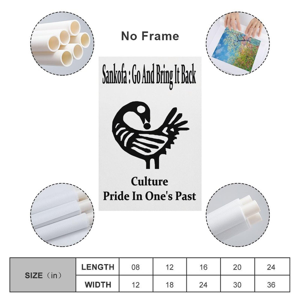 Sankofa Go And Bring It Back Adinkra Symbol Pride In Past Canvas Printing Wall Art Prints Posters Minimalist Scandinavian Wall Decor for Living Room Bedroom Office Classroom 12x18inch(30x45cm)