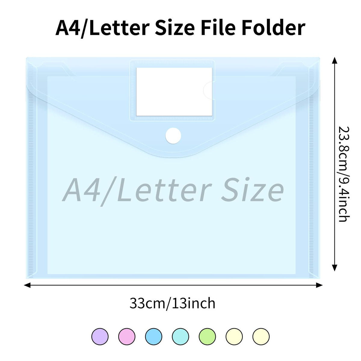 EOOUT 30pcs Plastic Envelopes, Plastic File Folders for Documents, Hook & Loop Closure Poly Folders with Label Pocket A4 Size for School and Office Supplies