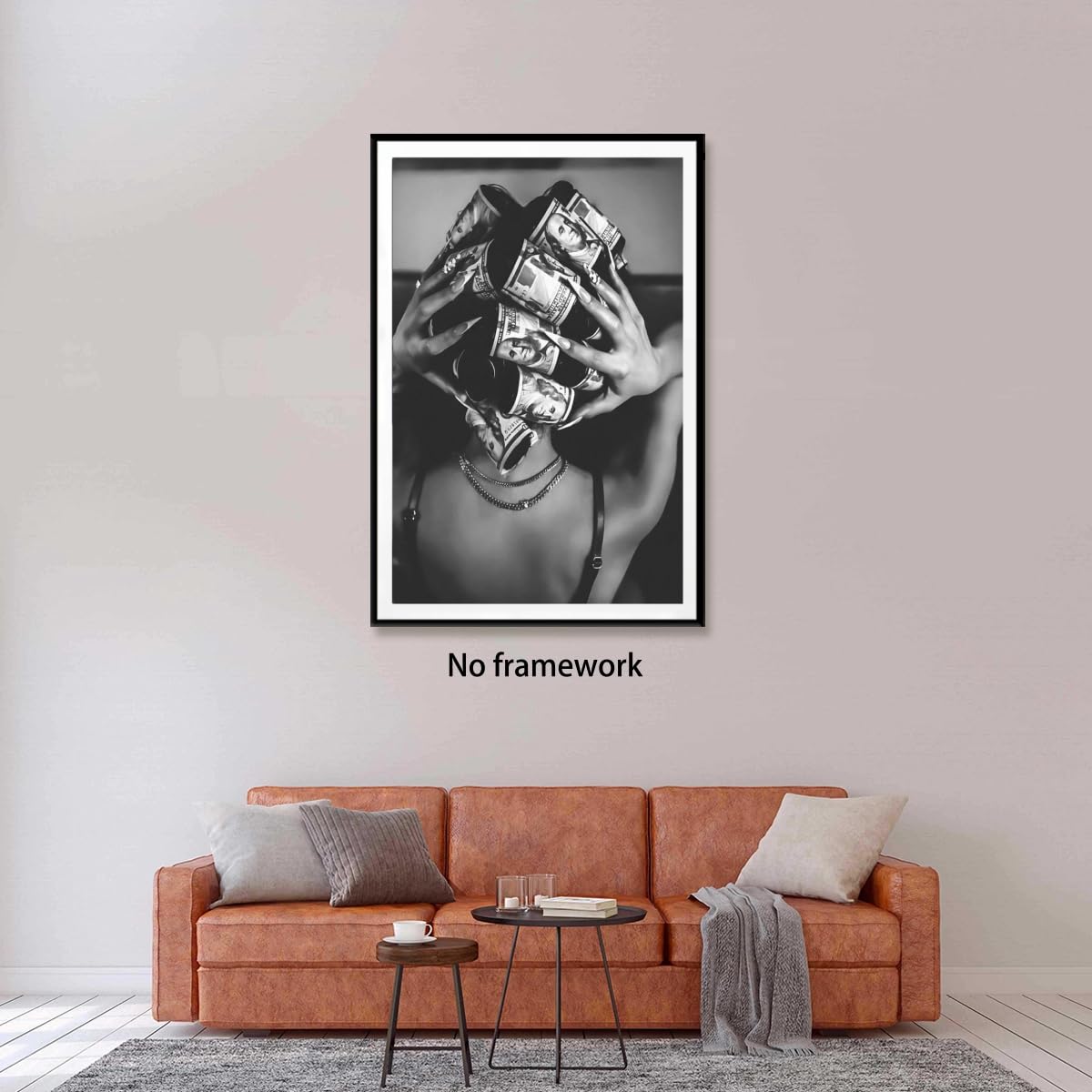 Trendy Black and White Wall Art Luxury Money Hair Rollers Black Woman Poster Retro Bold Feminine Fashion Hypebeast Print for Bedroom Dressing Living Room Dorm Decor 12x18inch Unframed
