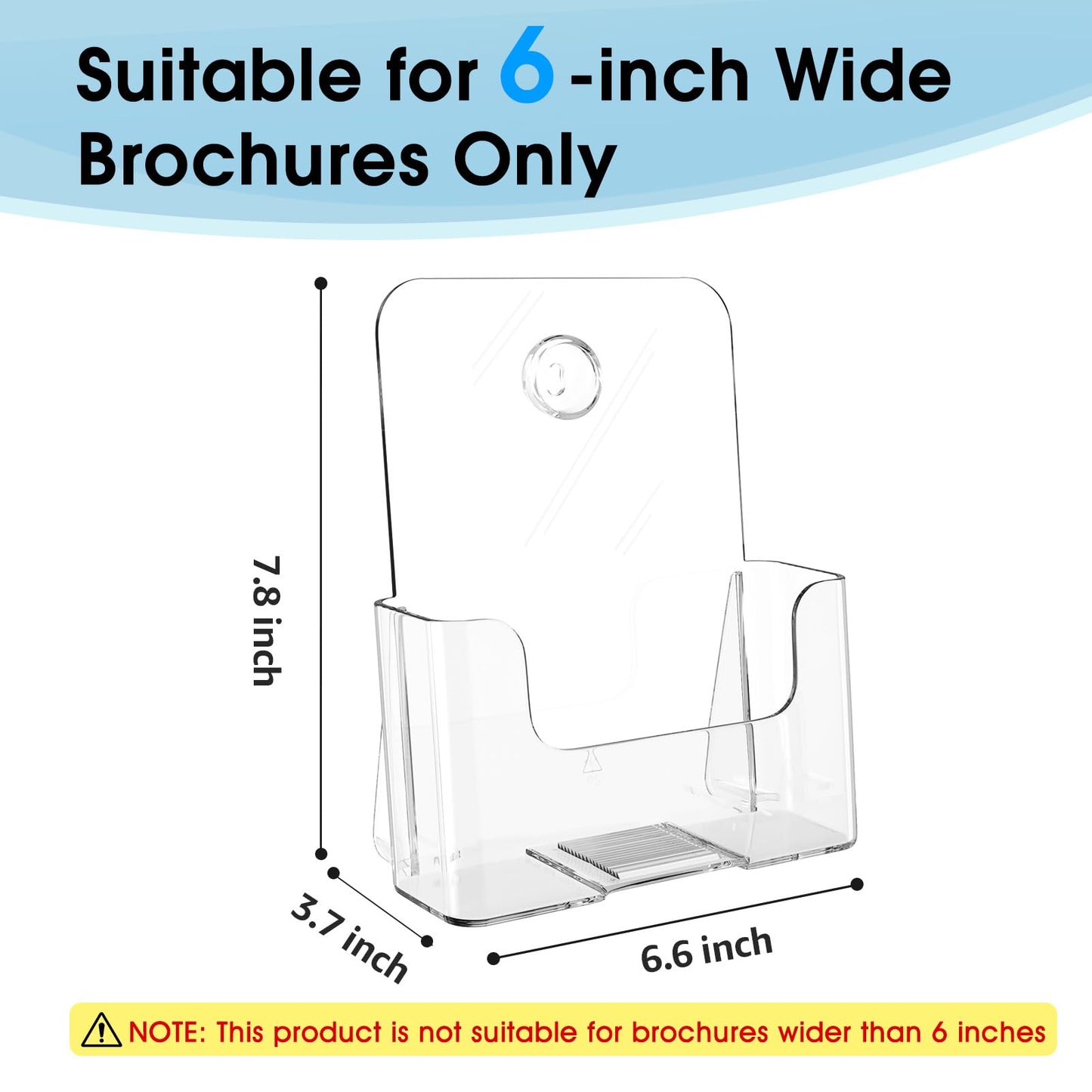 MaxGear Acrylic Brochure Holder 6 x 8 inch, Display Stand Plastic Clear Flyer Holders for 5.5 x 8.5 inch, 5 x 7 inch Menu, Literature, Trifold Pamphlet, Magazine, Countertop or Wall Mount, 2 Pack