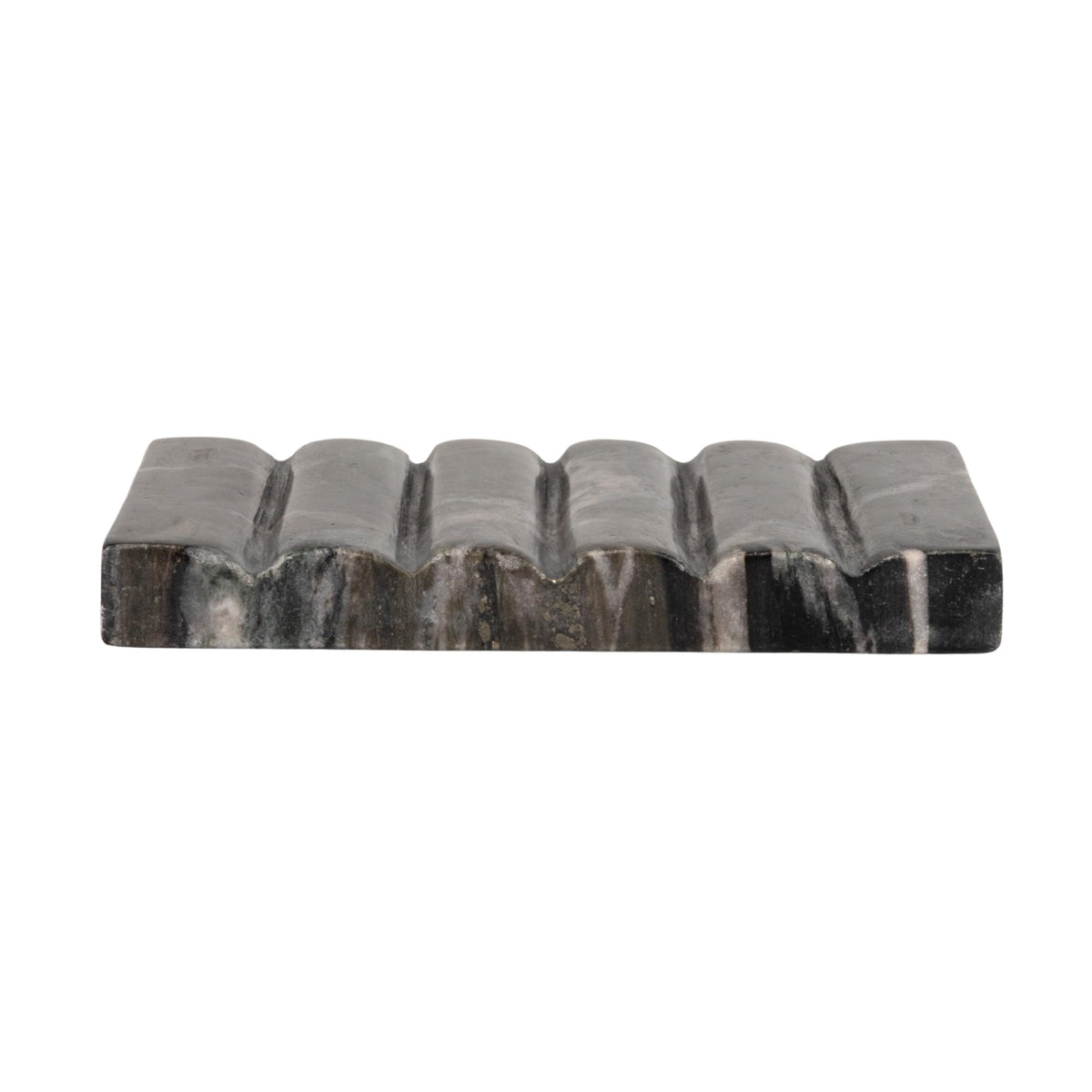 Creative Co-Op Mélange Marble Soap Dish, Black and Beige