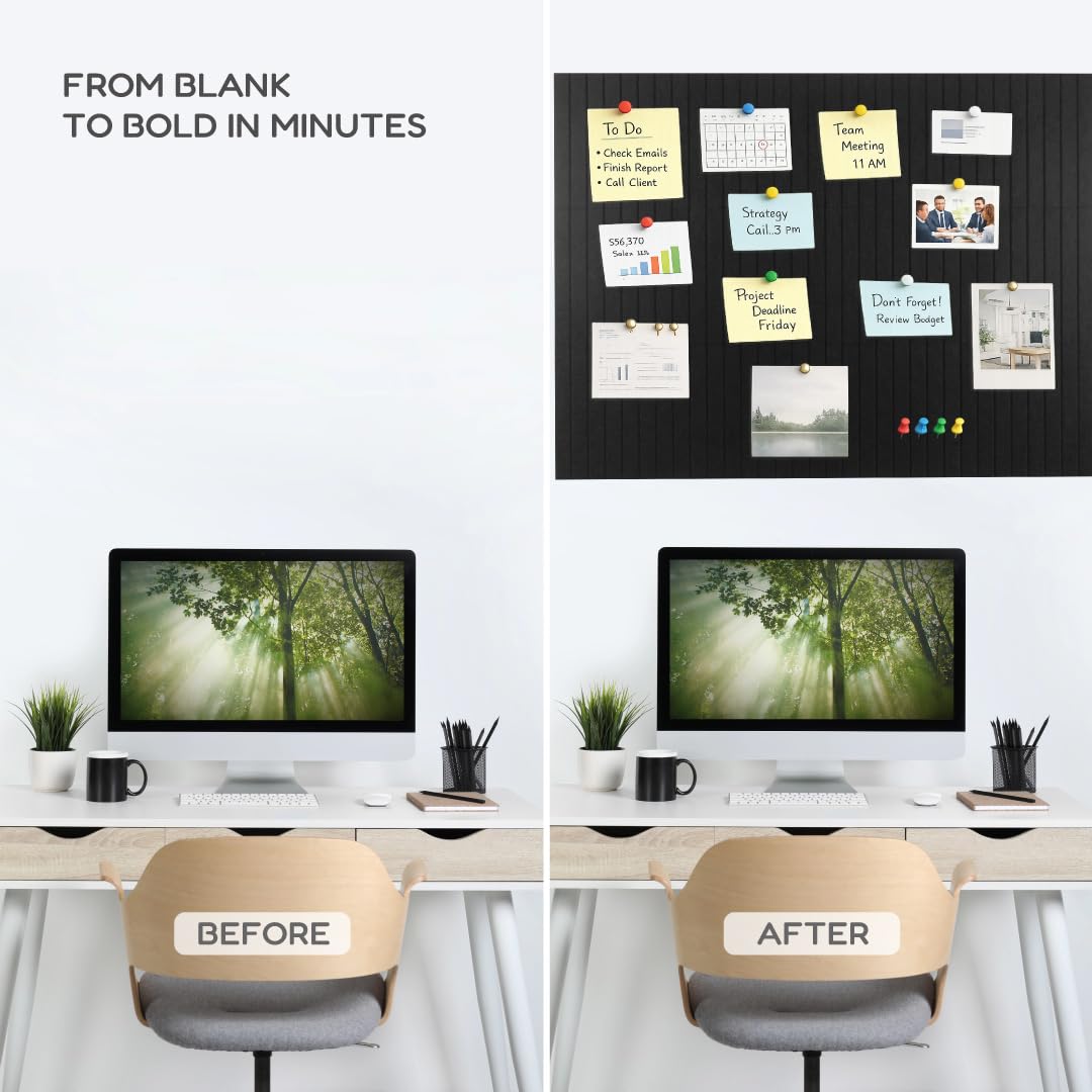 Feltiva Felt Bulletin Board Tiles Large 48”x36” Cork Board Alternative, Thick Felt Wall Panels, Push Pin Board Wall Organizer, 12 Pack with 50 Removable Adhesive Tabs, for Home & Office