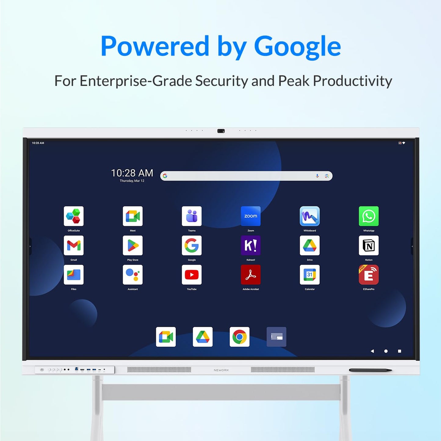 NEWORK Smart Board, 55" All-in-One Interactive Whiteboard, Google EDLA Certified, 48MP CMOS Sensor 4K UHD Camera, 8 AI Noise-Canceling Mics, for Professional Business Meetings and Classroom