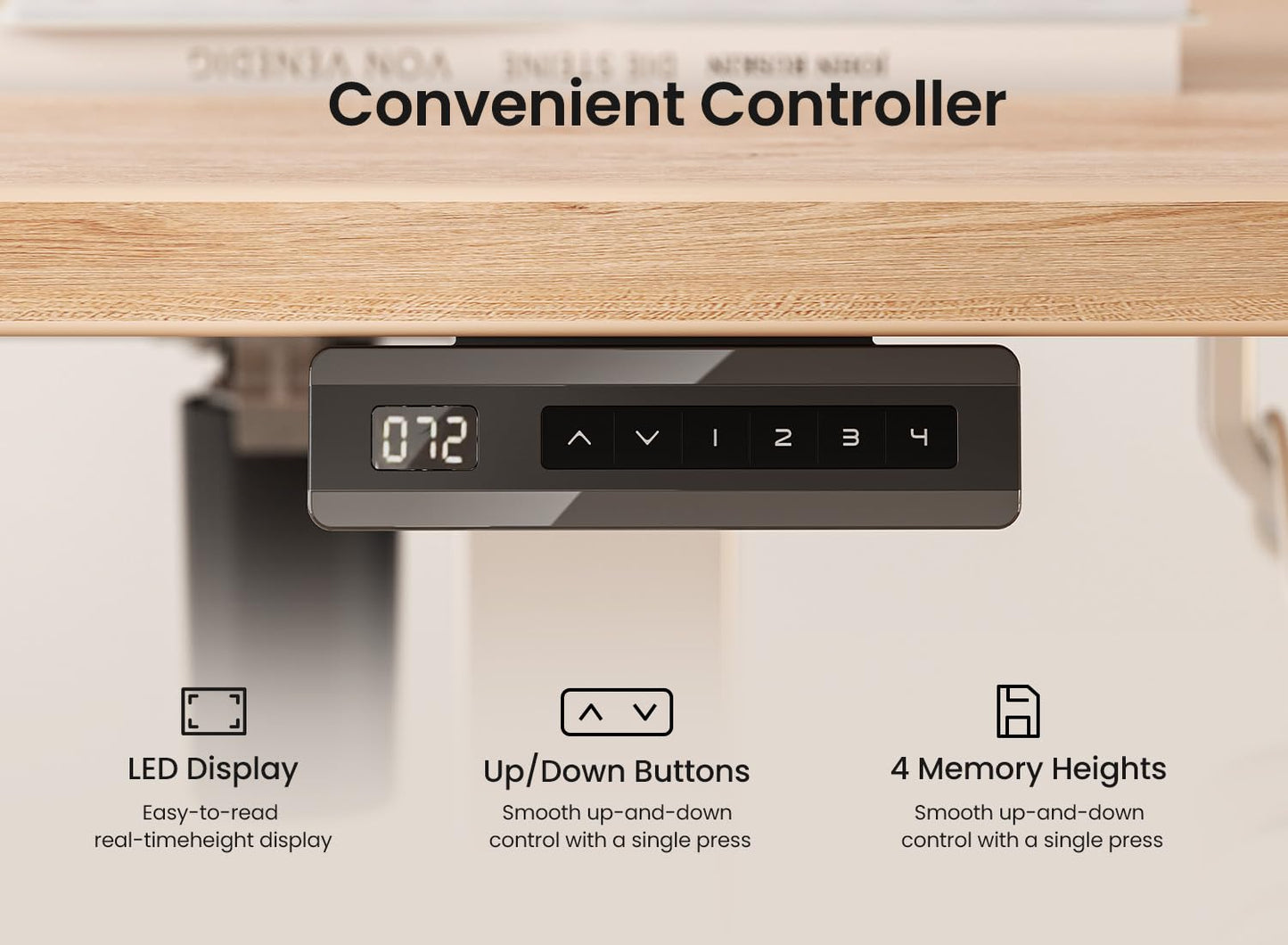 BANTI 48 × 24 Inches Standing Desk, Ergonomic, Electric Height Adjustable, Sit and Stand Up, Computer Office Desk with Splice Board, White Frame/Maple Top