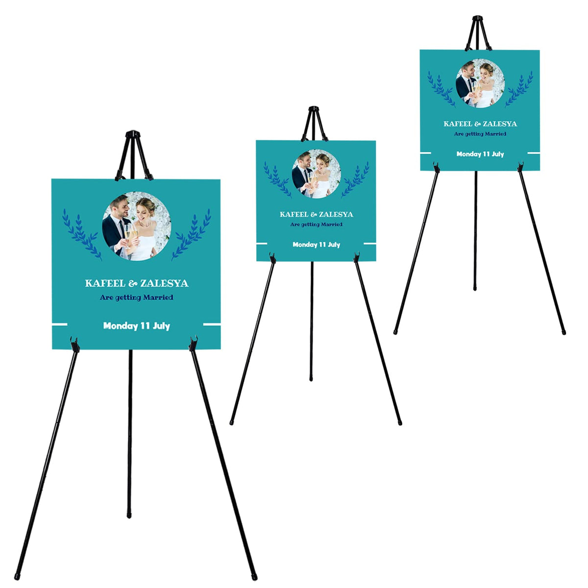 JIUYE 63" Instant Easels Stand for Wedding Sign & Posters,Adjustable Metal Easels for Display Painting Canvas,Folding Tripod with Portable Bag by JoyYeux,Black 3Pack