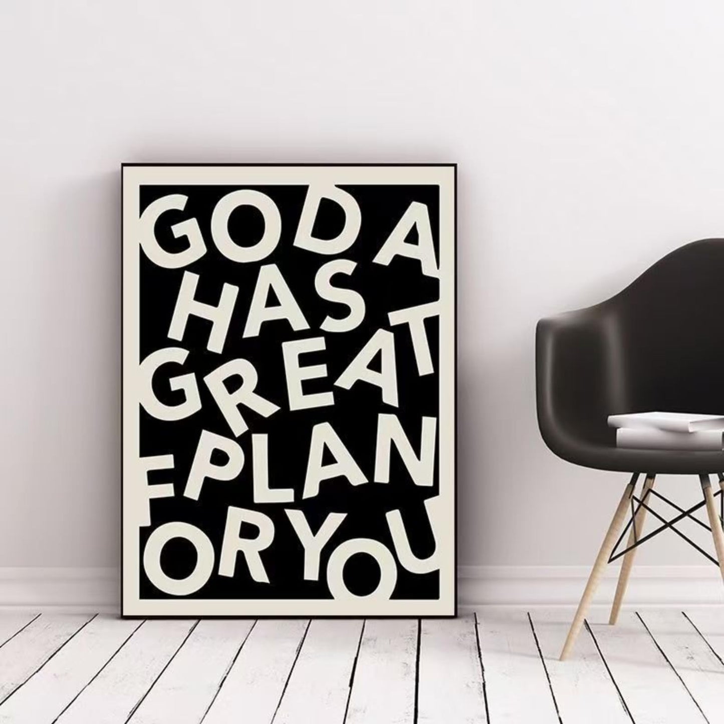 Inspirational wall Art Deco poster painting for office, bedroom, classroom, black and white geometric wall picture， 12X15.5inch, ready to hang wall painting for living room Christian Gifts, gift of christ