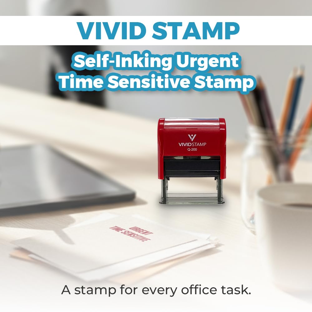Urgent TIME Sensitive Self Inking Rubber Stamp (Red Ink) - Large 2 Pack