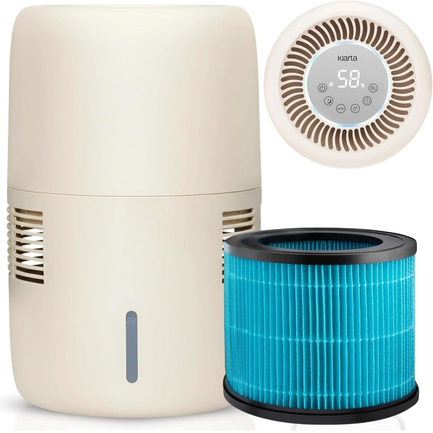 Smart Evaporative Humidifiers for Bedroom with App Control & 3L Tank – Mist-Free, No White Dust – Quiet Operation for Better Sleep – Beige Humidifier Klarta Humea