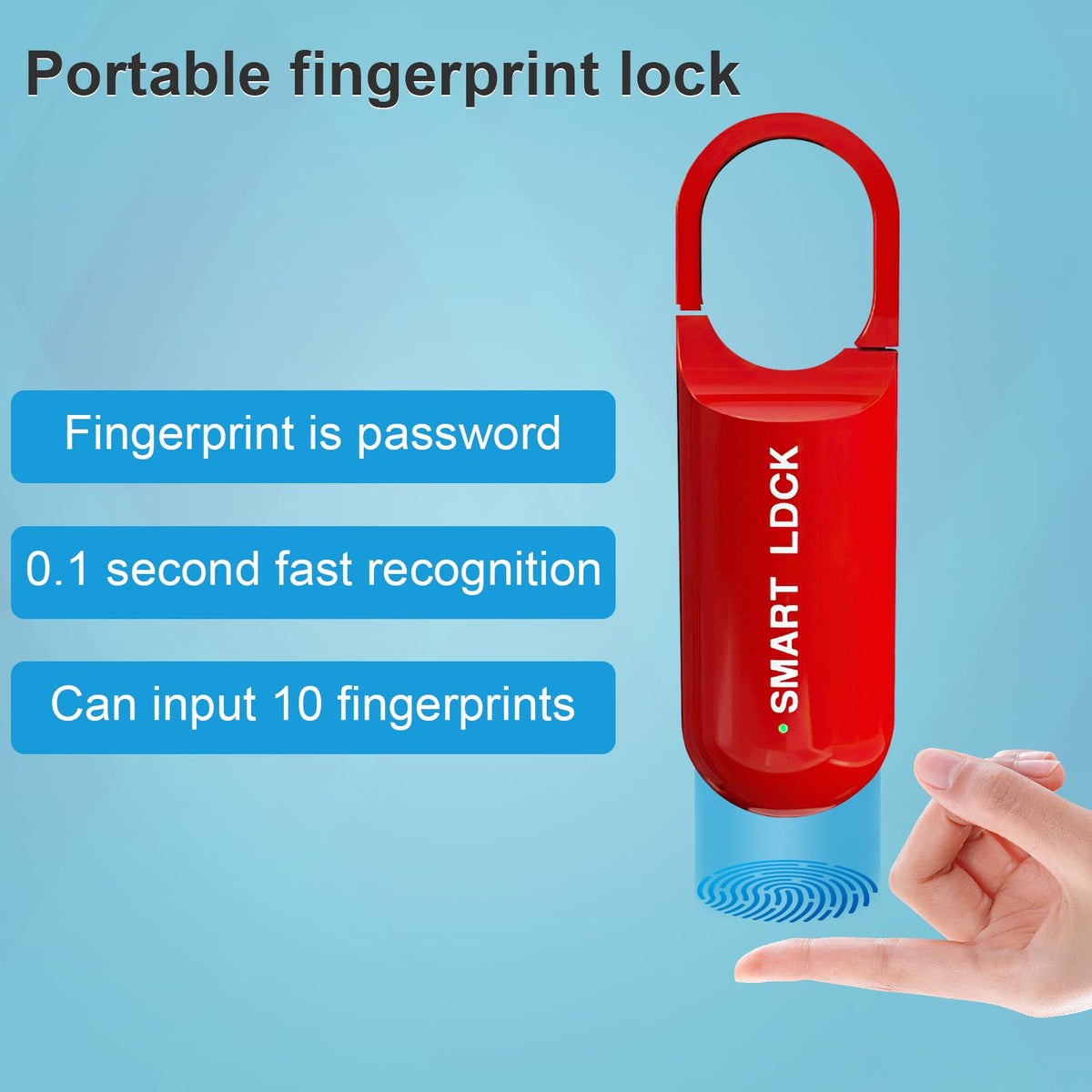 Decruil Smart Fingerprint Padlock for Locker, Small Rechargeable Fingerprint Lock, Keyless Biometric Thumbprint Padlock for Gym School Locker, Suitcase, Backpack