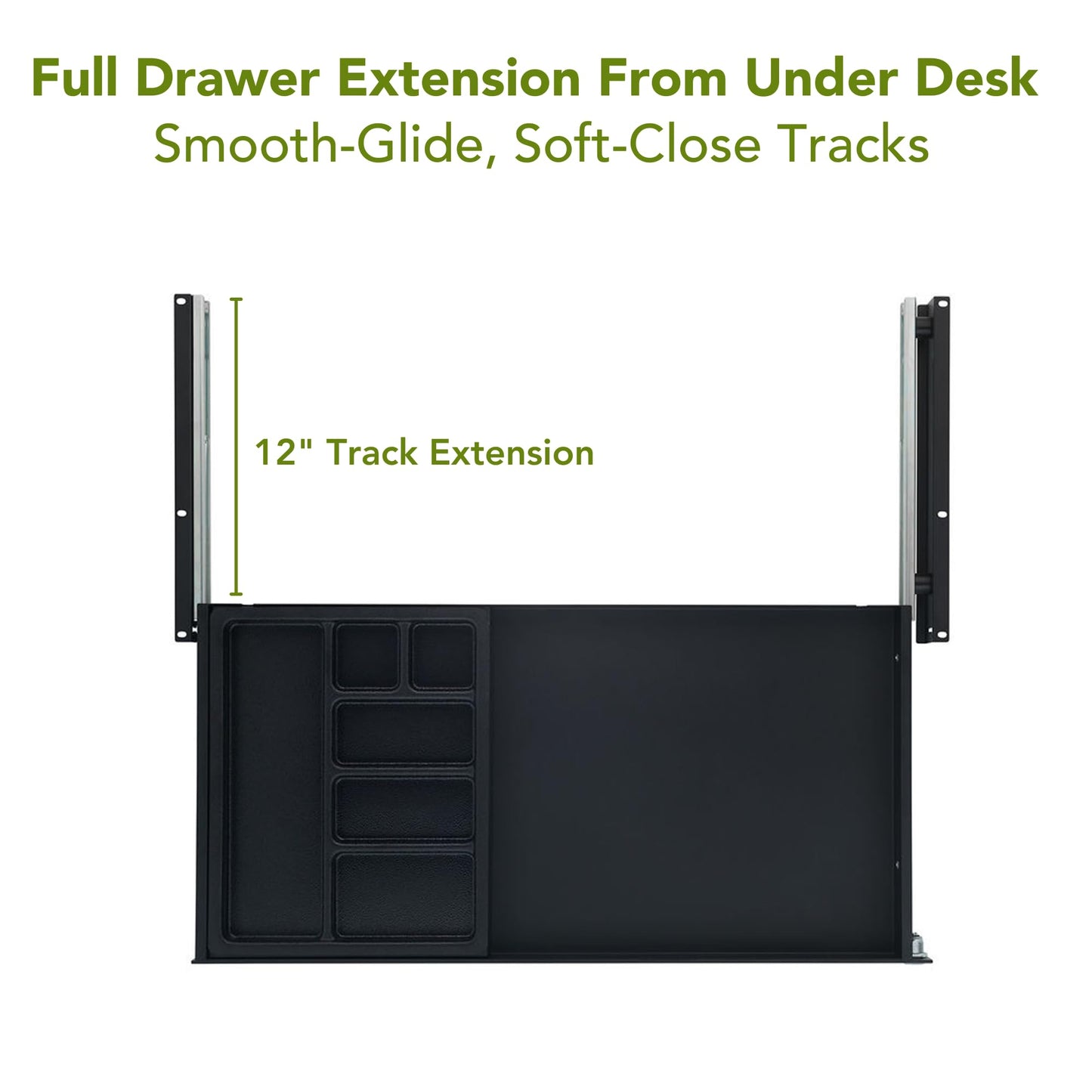 PERFECT POSTURE Max Under Desk Storage Drawer – Large Desk Drawer with Lock for Regular & Sit-Stand Standing Desks, Black (26.7” x 13”)