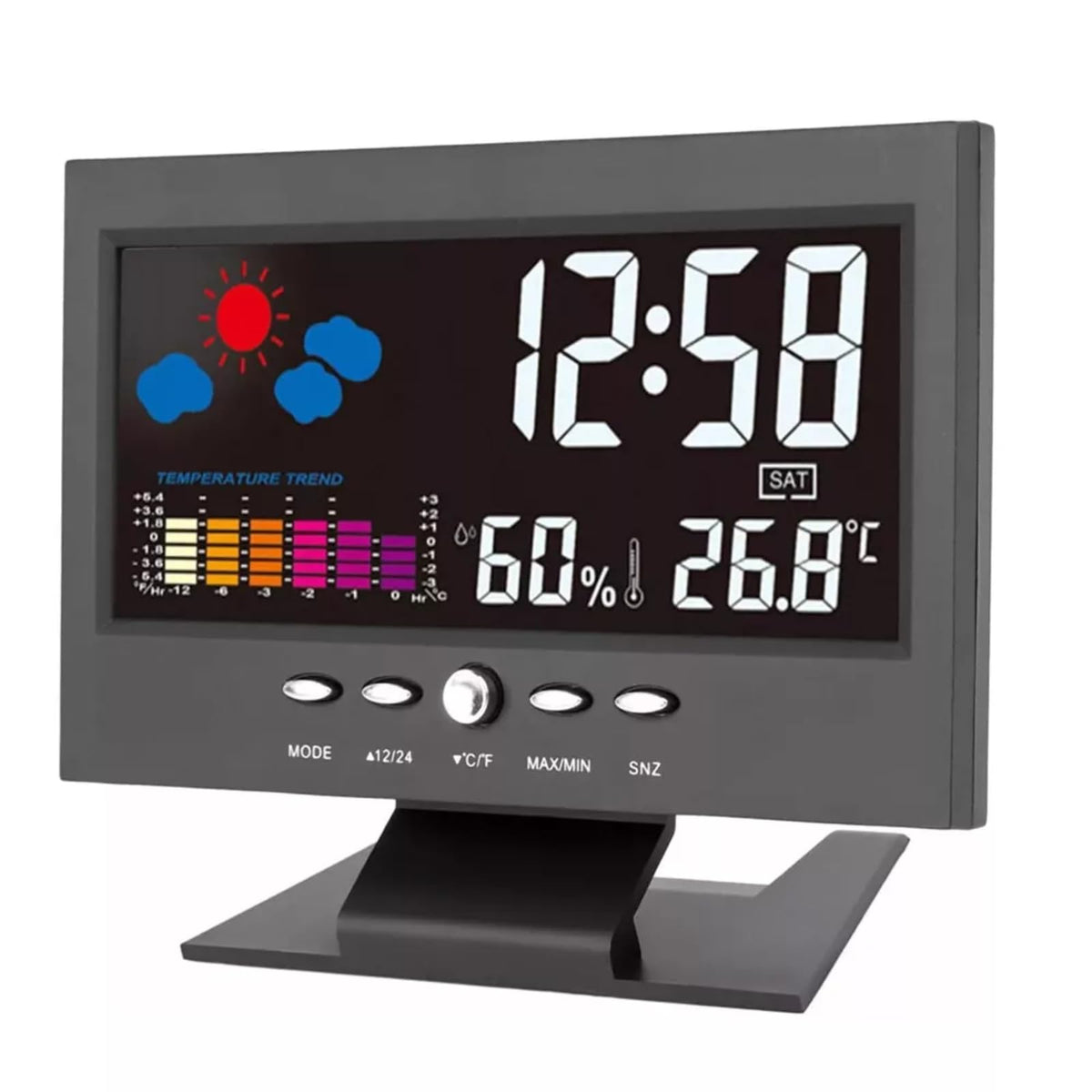 ikaufen Weather Station Wireless Indoor Thermometer Temperature Desk Digital Alarm Clock Weather Thermometer LED Temperature Humidity Monitor