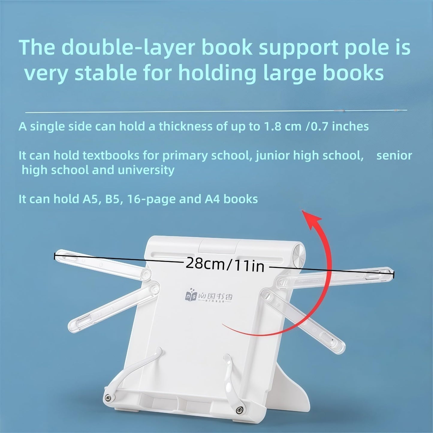 Travel Mini Book Holders for Reading Hands Free - Portable and Adjustable Book Stand for Reading, Two-in-one (Ideal for Light Books & Tablets – Not for Heavy Hardcovers | White)