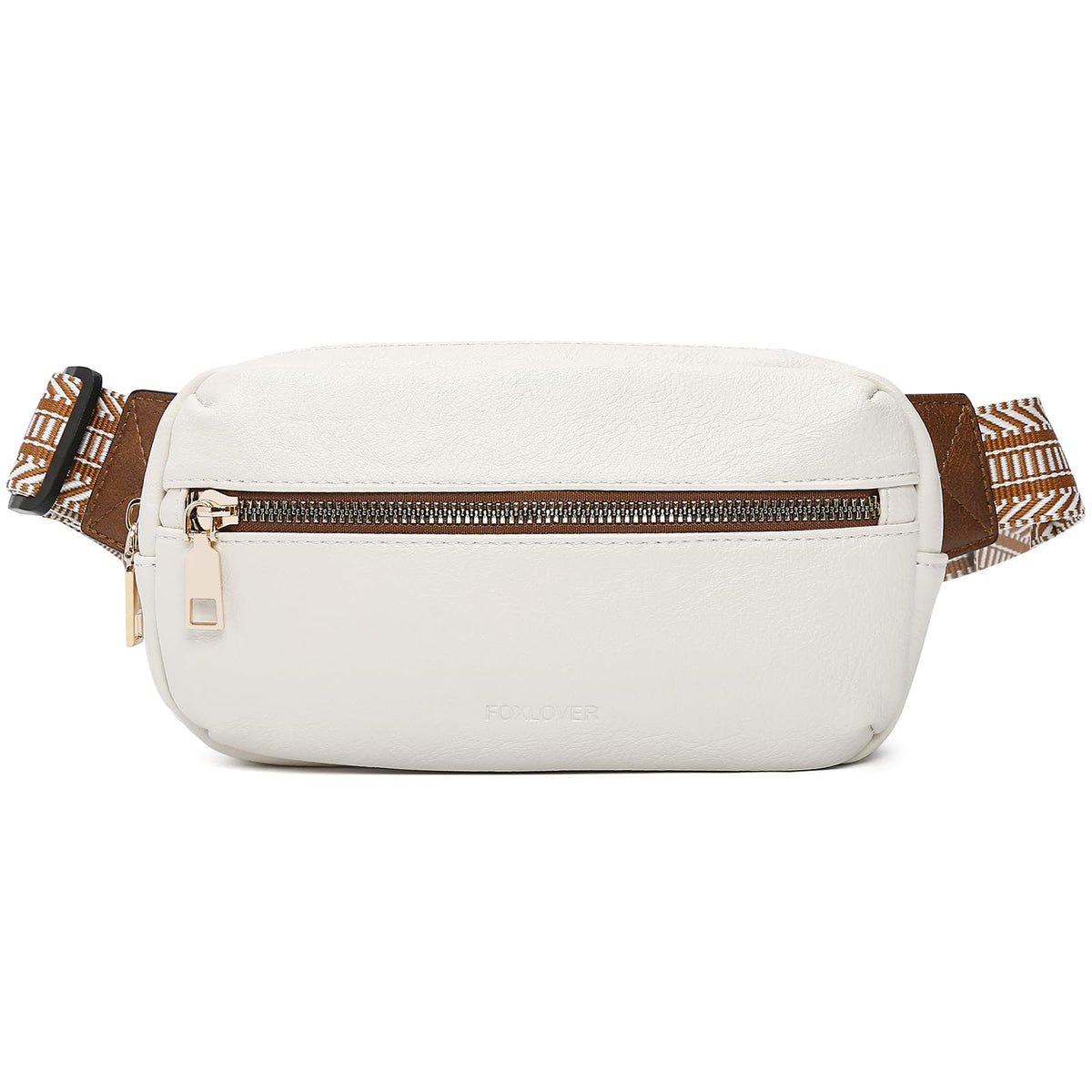 FOXLOVER Small Leather Fanny Packs for Women Waterproof Belt Bag Crossbody Sling Chest Bag Designer Mini Travel Purse(White)