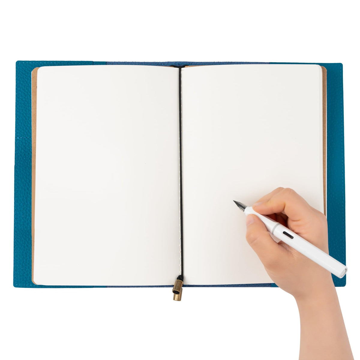 WANDERINGS A5 Travelers Notebook with Pockets, Blue Colour - Genuine Leather Journal, 6 x 8.5/15 x 22cm, Refillable Travel Journal to Capture All Life's Adventures, 120 GSM Blank Inserts